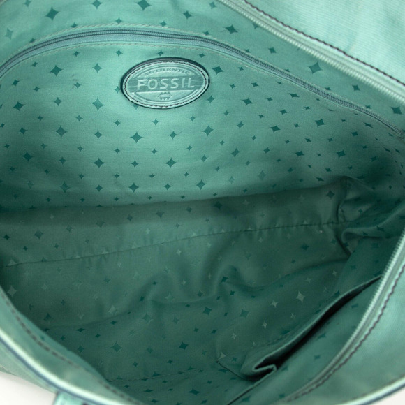 FOSSIL Hunter Teal Green Leather Tote Bag - Picture 7 of 8